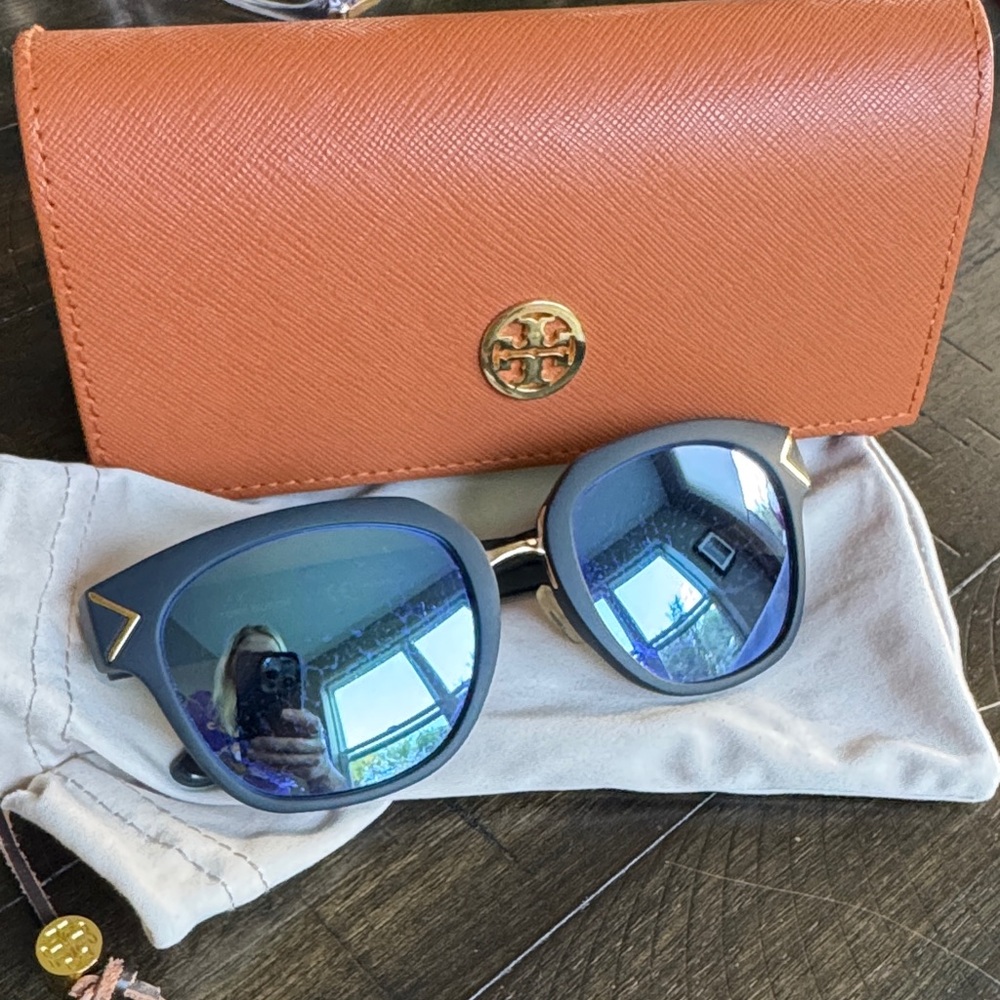 Tory Burch Blue Sunglasses with Orange Case